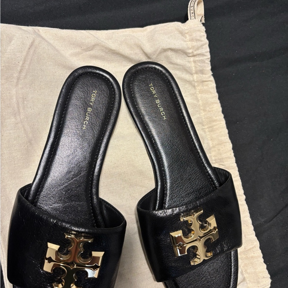 Tory Burch Black and Gold Sandals - Picture 3 of 3